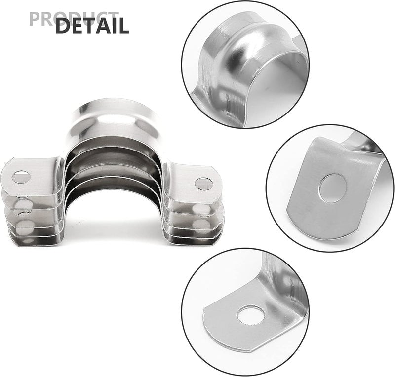 Jersvimc 10Pcs 1-9/16 Inch Stainless Steel Conduit Clamps, Two Hole Strap U Bracket Rigid Pipe Strap Metal U Clamp Conduit Strap Tension Clips U-tube Clamp Heavy Duty - Image 3